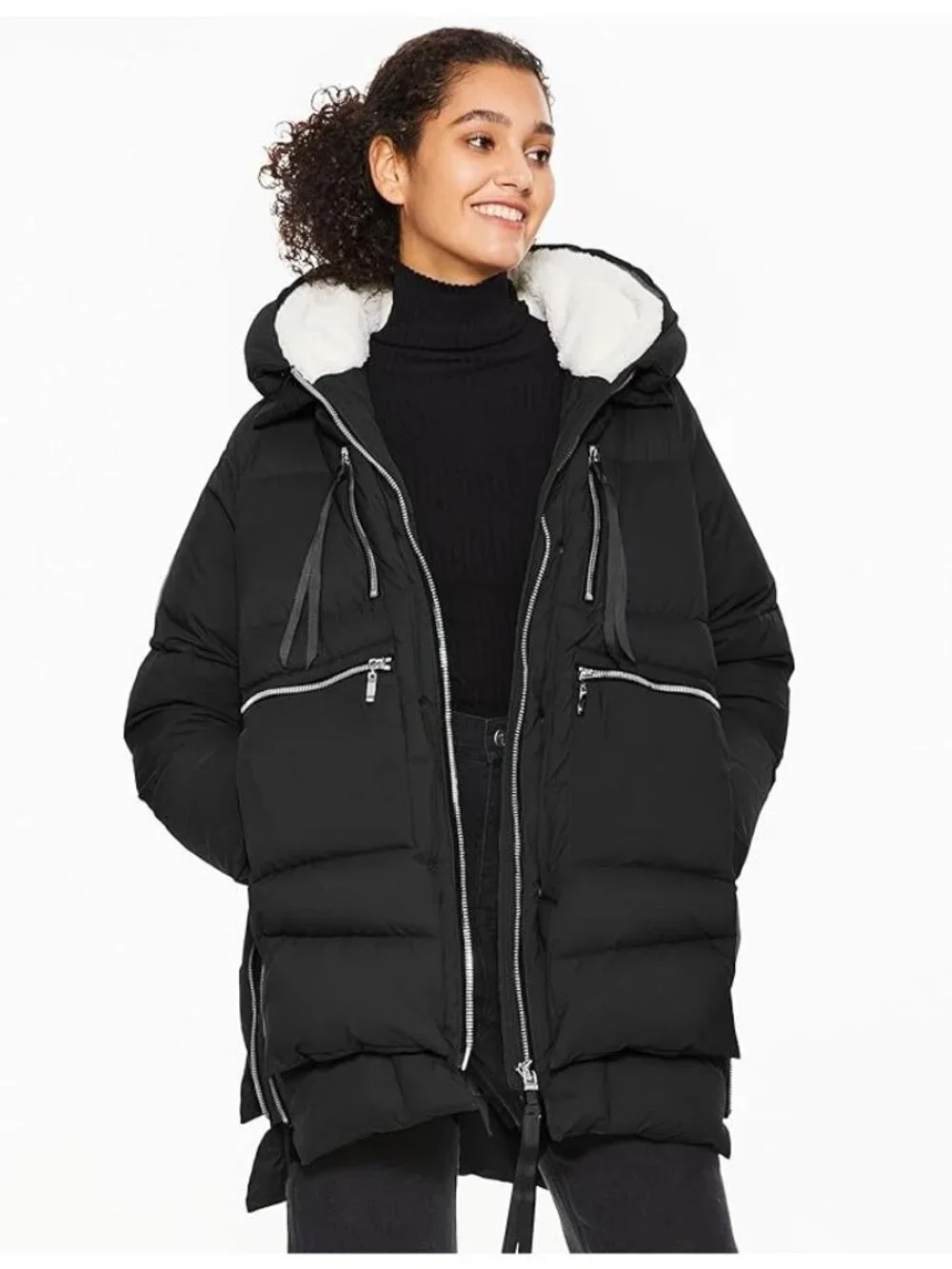 Orolay Women's Black Hooded Down Jacket With Fleece Lining Size Large 318 - Picture 13 of 16